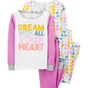 NWT - Carter's 4-Piece Heart Snug Fit Cotton PJs (Size 7)